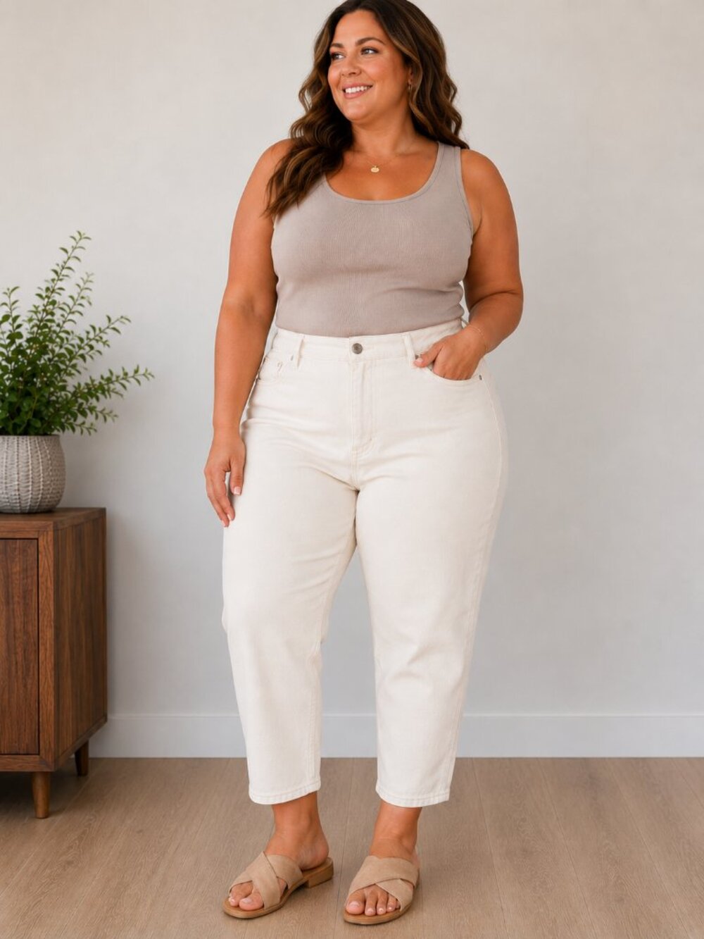 NWT Abercrombie & Fitch The Mom High Rise Curve Love Jeans 24R Ecru White